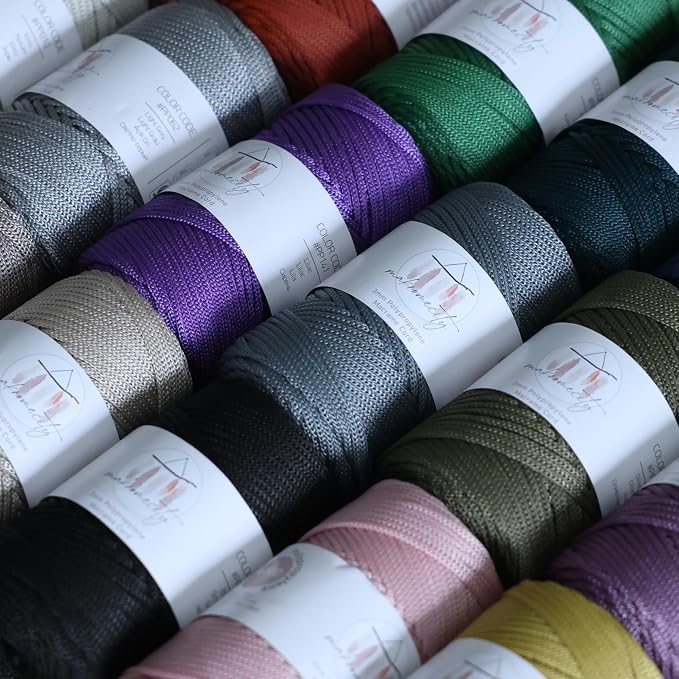 Makromecity, Premium Polyester Macrame Cord 3mm x 131 Yards (394 feet) 3mm Polypropylene Crepe Green Macrame Cord Crochet Macrame Bag Cord Crafts for Wall Hangings, Bags, Underplate, Rug