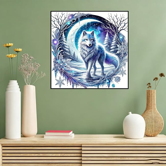 Benjenes Snow Wolf Diamond Art Kits for Adults Diamond Painting Kits