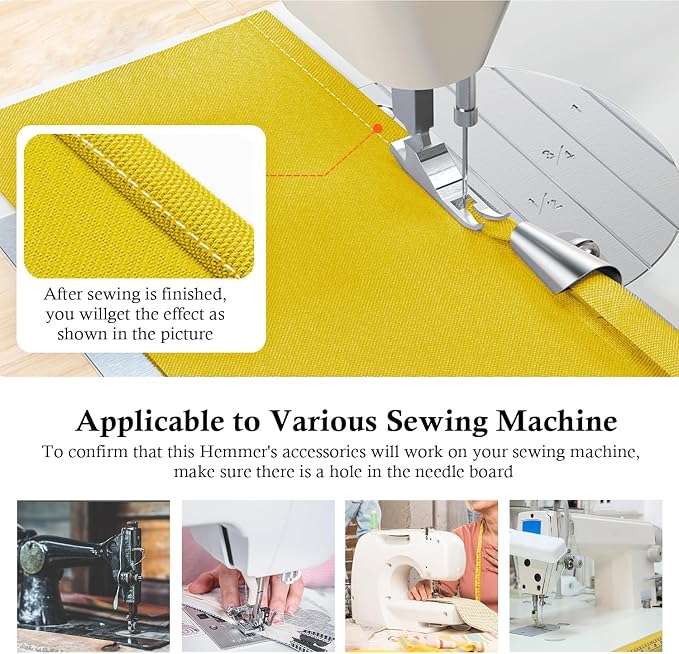 TIGARI Sewing Rolled Hemmer Foot, 8 Sizes Rolled Hem Presser Foot, Wide Rolled Hem Pressure Foot Sewing Machine Feet Hemming Machine Hand Sewing Machine Sewing Accessories