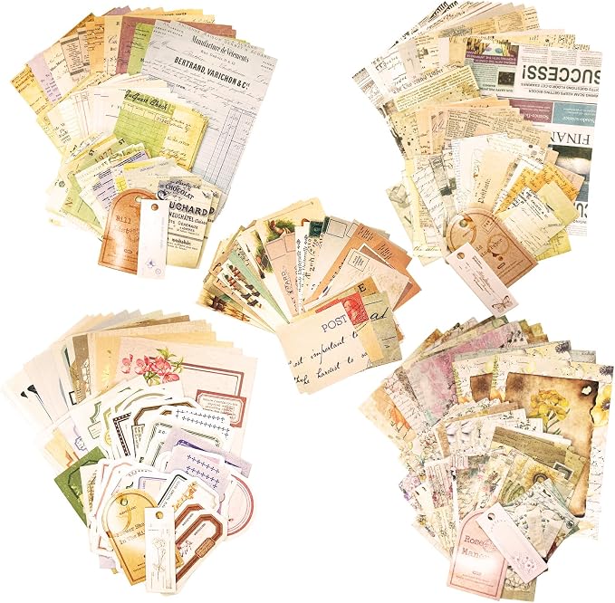 460 Sheets Vintage Scrapbook Papers Journaling Scrapbooking Supplies Kit junk journal supplies Decorative Craft Paper for Planner, Bullet Journal Collage Card Embellishment Retro Crafts