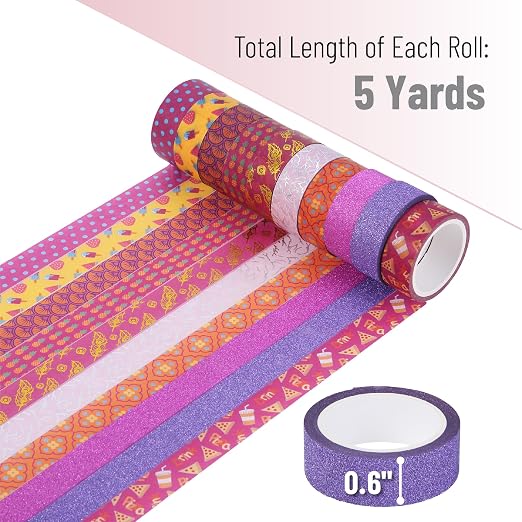 Mr. Pen- Washi Tape Set, 10 Rolls, 15mm Wide, 5 Yards/Roll | Gold Foil Washi Tape for Scrapbook, Arts, Crafts, Journals and Planners, Summer Fiesta Design