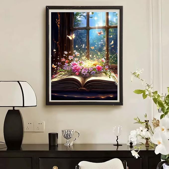 Yunruily Butterfly Book Paint by Number Adult-Butterfly Canvas Paint by Numbers for Adults,Flowers Paint by Number Kits on Canvas for Gifts Home Wall Decor(16x20inch)
