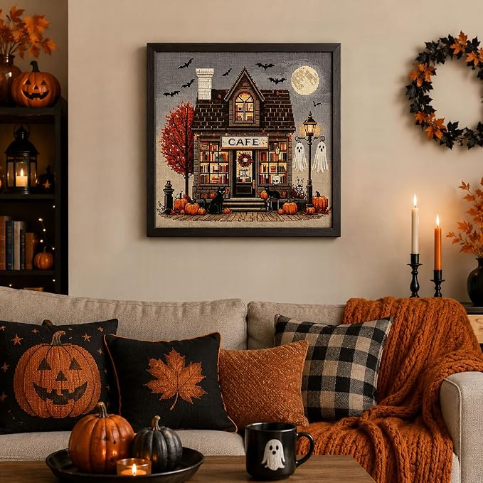 Halloween Cross Stitch Stamped Kits for Adults Beginners, Horror Embroidery
