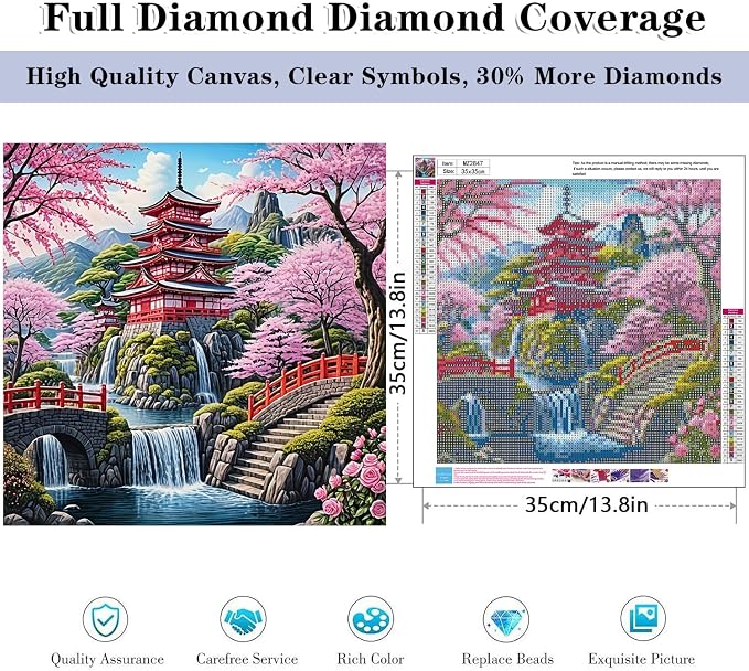 HHMATITS Cherry Blossom Diamond Art Kits for Adults 14X14IN
