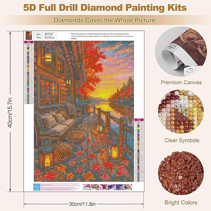 Fall Landscape Diamond Art Kits for Adults,Autumn Scenery Diamond Painting