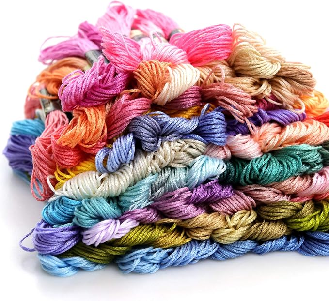 LOVIMAG Embroidery Thread 360pcs Friendship Bracelet String Floss Kit Yarn | Hair Wrap Shirt Lanyard Patterns Crochet Craft Threads Supplies Cross Stitch Sewing Needlepoint Thin Rainbow Beginners