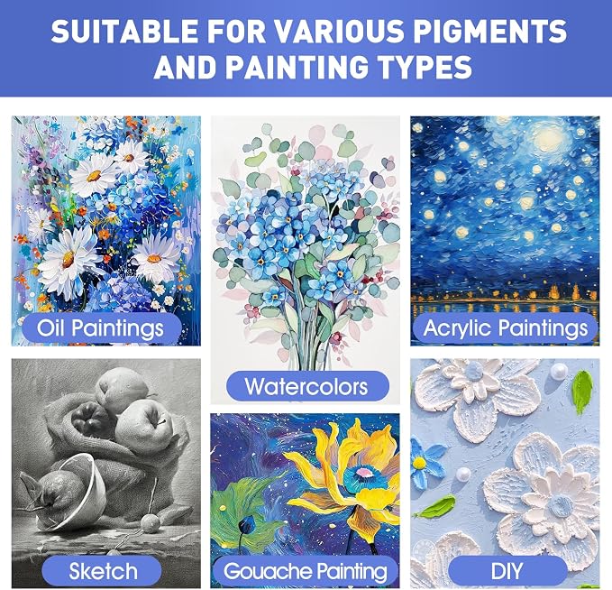 FUMILE 16x20 Canvas for Painting Stretched, 8 Pack Canvases for Painting-5/8 in Profile Primed White Blank Painting Canvas Value Pack for Oil & Acrylic Paint