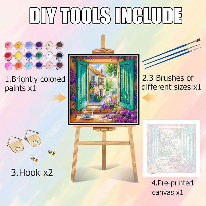Ycydilirab Landscape Paint by Number Adult - Paint by Numbers Kits for Adults,Canvas Paint by Numbers for Adults,Drawing Colorful Paintworks Artwork for Adult Home Wall Decoration and Gifts16x16inch