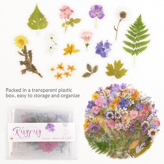 160pcs Transparent Floral & Plant Stickers for Scrapbooking