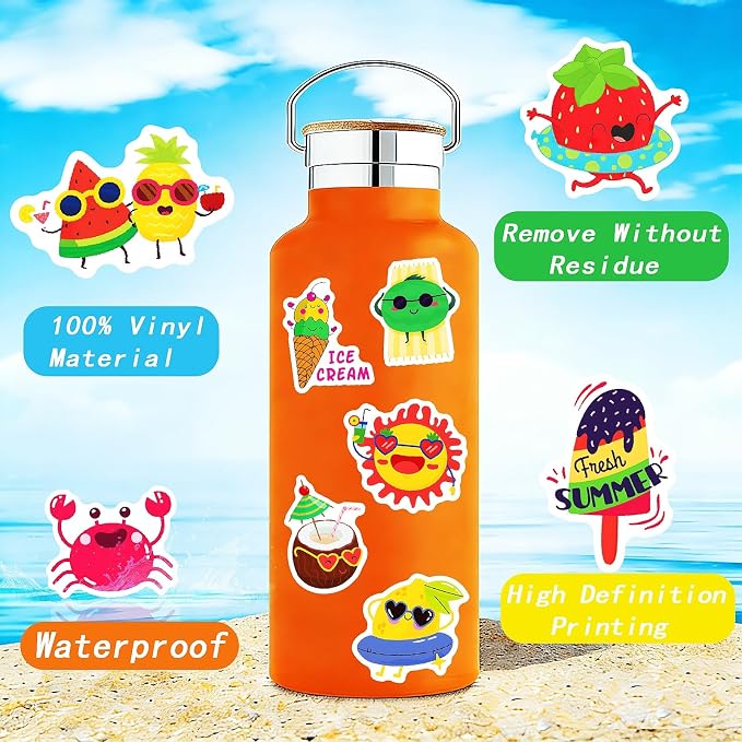 300Pcs Summer Stickers for Kids, Hawaiian Beach Stickers, Tropical Stickers