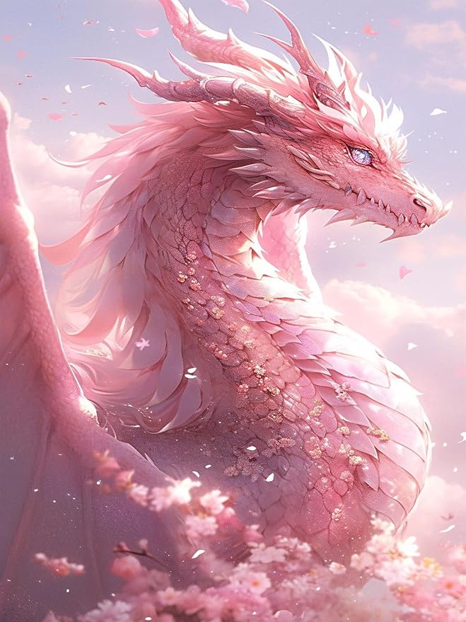 XUCNWL Diamond Art Kits for Adults, Pink Dragon Diamond Painting