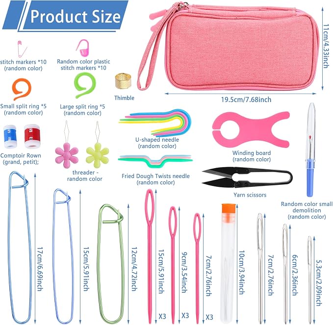 Crochet Hook Set 90 Pcs Crochet Needles Kit Ergonomic Soft Grip Handles | Ergonomic Crochet Hook Set with Case Crochet Starter Kit for Beginners DIY Hand Knitting Art Tools Knitting Yarn Lovers