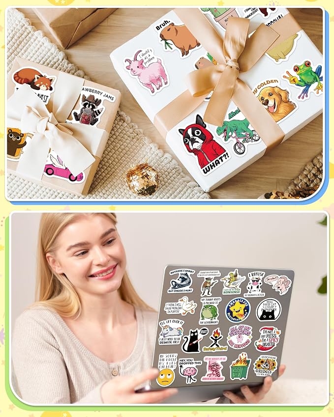 300 Pcs Funny Stickers for Adults, Waterproof Water Bottle Sticker Pack