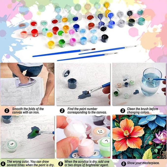 Arttoplus Flowers Paint by Numbers Kit for Adults Beginner 16x20inch | Flower Adult Paint by Number Kits on Canvas, DIY Oil Painting by Numbers for Gift Home Wall Decor (Without Frame)