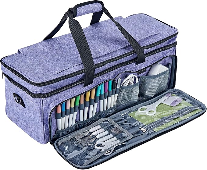 Double Layer Carrying Case with Mat Pocket for Cricut and Tools