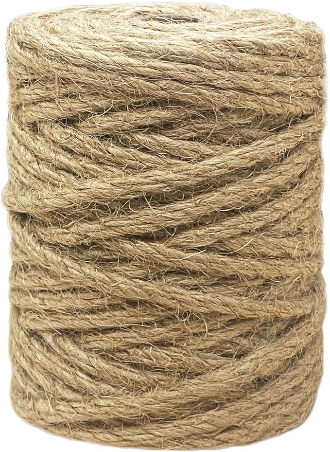 Vanhench Jute Rope 5MM (1/5 inch) 106 ft | 6Ply Twisted, Heavy Duty and Thick Twine Rope Bulk, Crafts Projects Cat Scratcher Post Tree Arts & Crafts Home Decoration