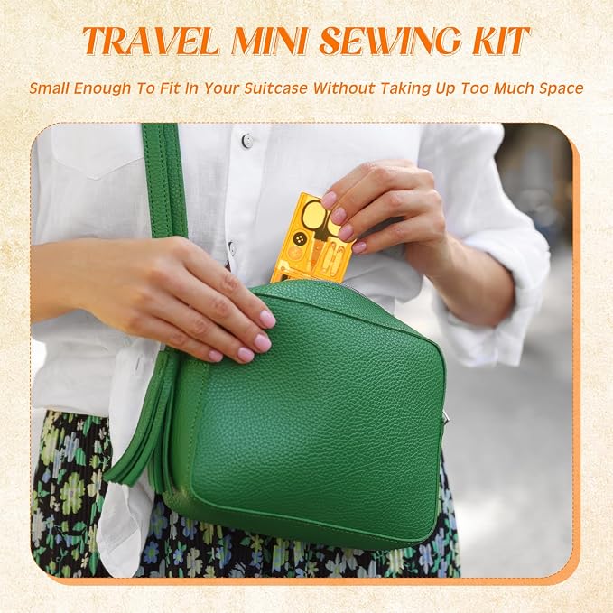 Knitgrip 25 Boxes Mini Travel Sewing Kit Quick Fix Sewing Kits Bulk, Orange