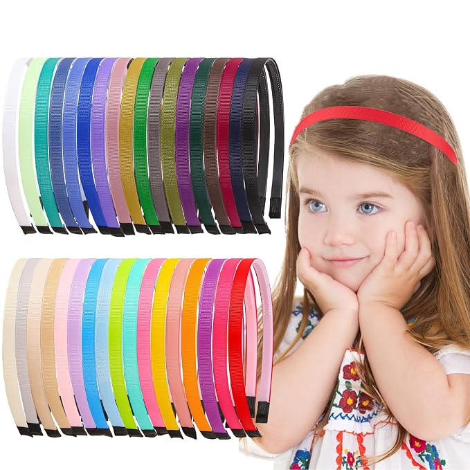 35Pcs Grosgrain Ribbon Headbands DIY Hair Bands for Women Girls