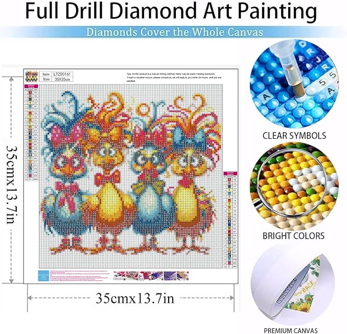 Benjenes Chicken Diamond Art Kits for Adults, Hen Diamond Painting Kits