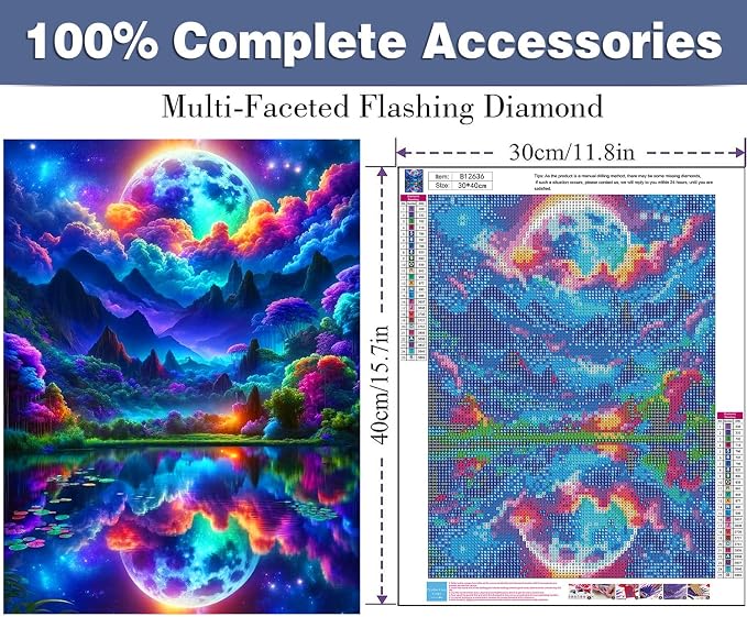 ijbnhd Moon Diamond Art Kit for Adults Diamond Painting Kit 12x16inch