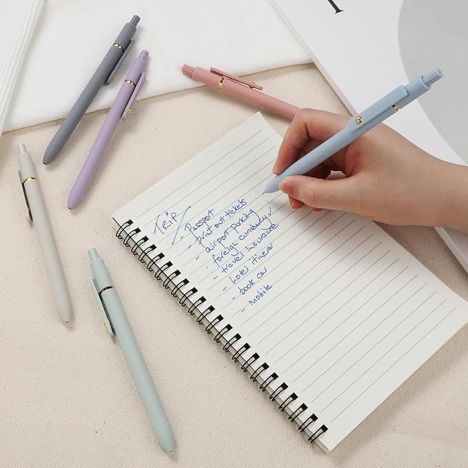 FIOVER Gel Pens, 6pcs Blue Ink Medium Point 0.7mm Smooth Writing Pens