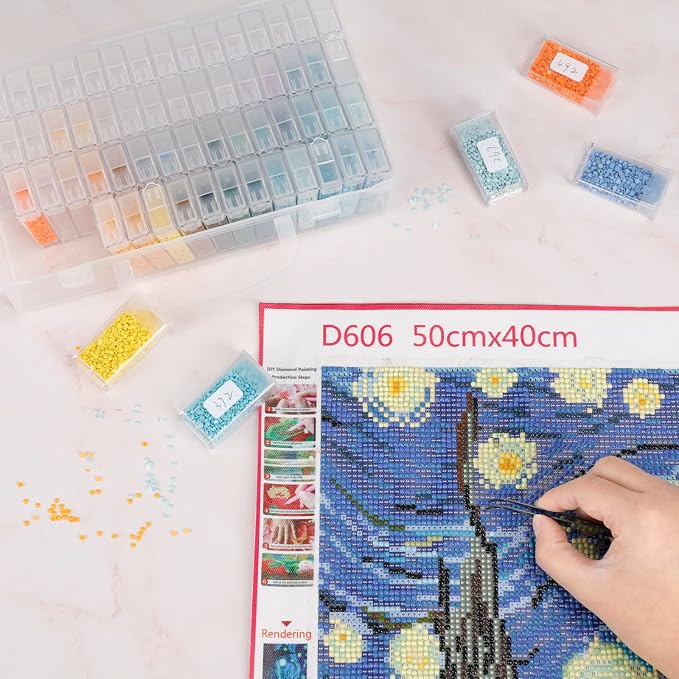 SGHUO Diamond Painting Storage Container 64 Grid Bead Organizer Dividers