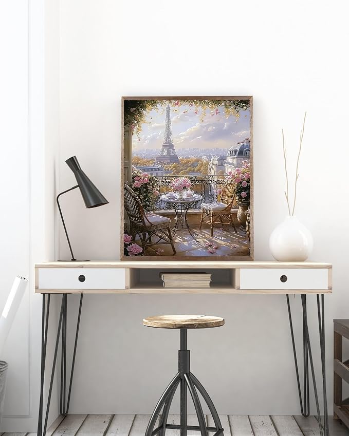 5DDIYART Paris Eiffel Tower Diamond Art Kits for Adults | 5D Diamond Painting for Adult Beginners, DIY Full Drill Round Gem Painting Art for Adults, Home Wall Decor 11.8x15.7 Inch