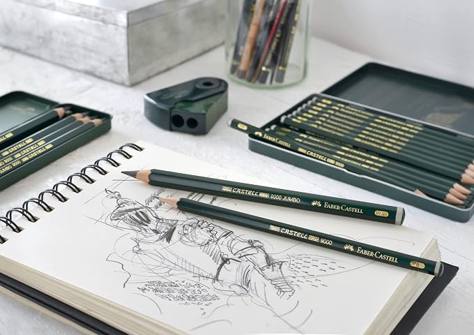 Faber-Castell Supreme Artist Quality Castell 9000 Jumbo Graphite Single Pencil, with Extra Thick 4B 5.3mm Lead
