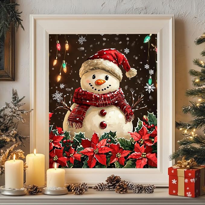 Reivworl Snowman Paint by Numbers Kit for Adults Beginner 16×20 inch