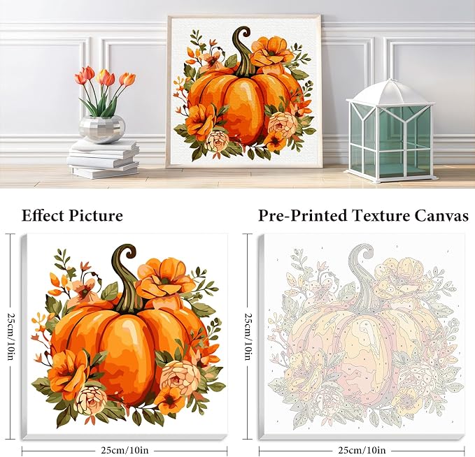 Fountor Fall Framed Paint by Numbers Kit for Adults Beginner 10x10 in