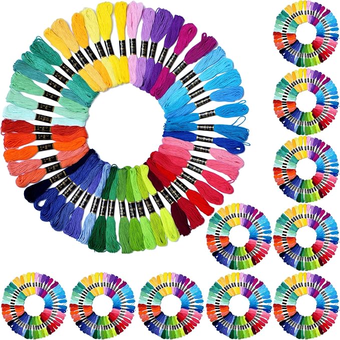 Friendship Bracelet String 500 Skeins Rainbow Color Embroidery Floss Cross Stitch Embroidery Thread Cotton Floss Bracelet Yarn, Craft Floss(Classic Color)（50skeins x10 Pack）