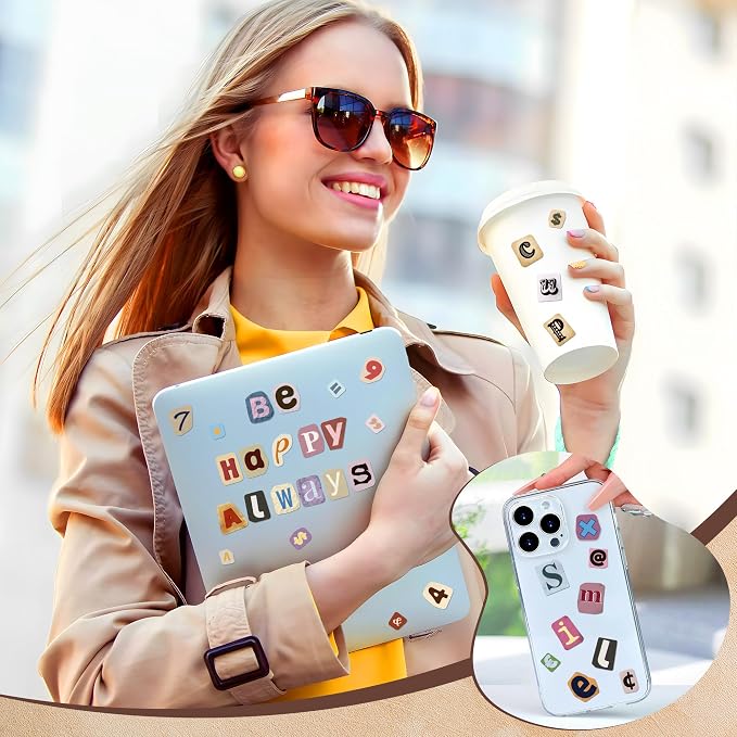 744PCS Vintage Letter Stickers,1 Inch Magazine Alphabet and Number Stickers