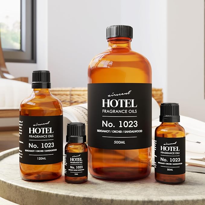 AirScent Hotel Diffuser Oil No. 1023 - Baccarat Hotel Inspired - 500 mL | Bergamot Orchid Sandalwood - Fragrance Oil for Ultrasonic and Waterless Diffusers and Crafting - 16.9 fl oz Glass Bottle