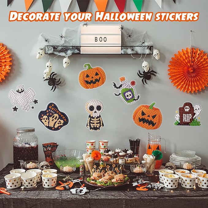 Labeol Diamond Art Kits for Kids Boys and Girls Ages 6-8-10-12 Easy to DIY Creative Diamond Art Sticker Craft by Numbers Kits for Kids and Adult Beginners (Halloween)