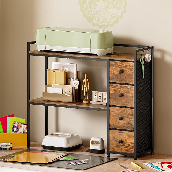 VENNQD Desktop Shelf Stand Compatible with Cricut Maker and Cricut Explore Air Series Stand Legs, Craft Desk Accessories and Space Organizer (Rustic Brown)