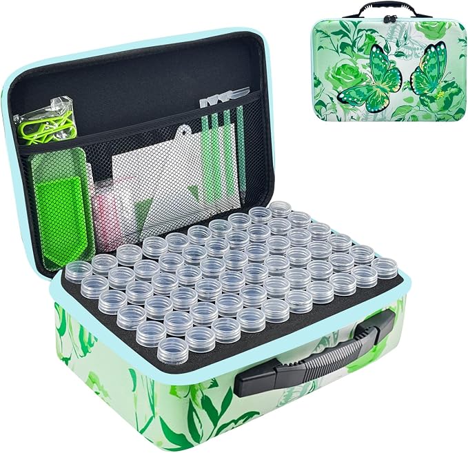 120 Slot Diamond Painting Storage Containers | Green 120-slot storage box with tools & accessories for diamond art
