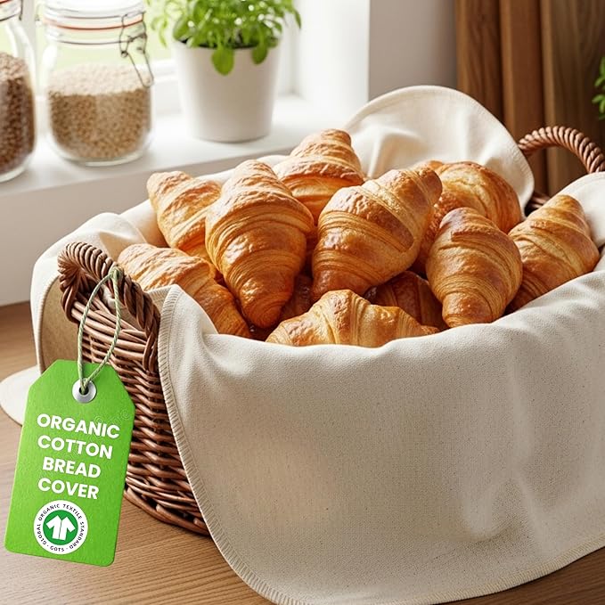 Flour Sack Towels Sourdough Bread Baking Supplies | Bread Dough Proofing Unbleached Bread Proofing Cloth, Organic Cotton Baking Cloth for Baguettes, Ciabatta, Pastry – Reusable, 28"x28", 3-Pack