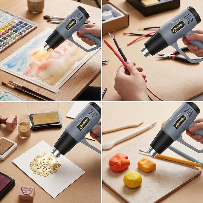 Heat Gun，572℉& 1112℉ Dual Temperature Control Heat gun', Overload Protection with 4 Nozzles for Crafting, hot air gun，Shrink Wrapping, Phone Repair, Epoxy Resin
