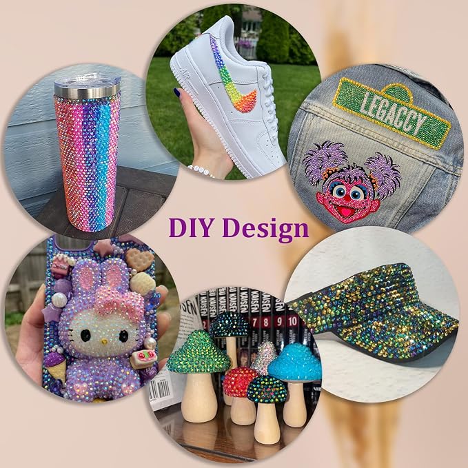 Resin Jelly Rhinestones for Crafting with B7000 Jewelry Glue, 1 Box Gold Rose AB Flatback Crystal with 3Pcs 10ml Glue, Bedazzling Non Hotfix Gems for DIY Tumblers Clothing Shoes Manicure