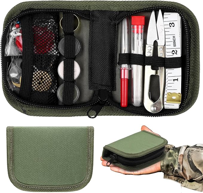 Suncalla 1 Pack Military Survival Sewing Kit Travel Emergency,Army Green