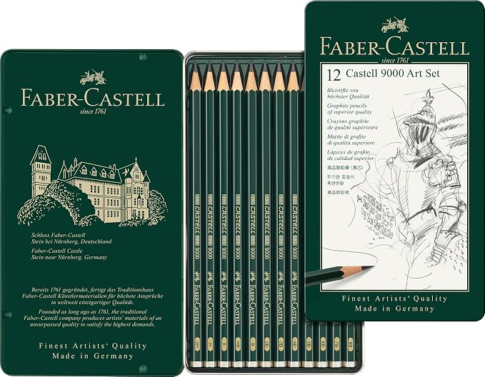 Faber-Castell 9000 Graphite Sketch Pencil Sets Art 8B - 2H set of 12