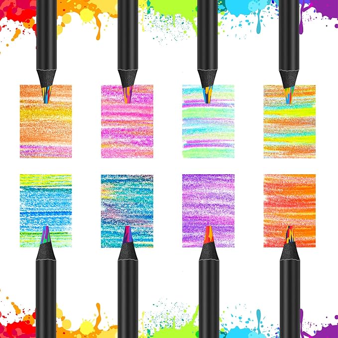 Hapikalor Colored Pencils, 8 Rainbow Pencils, Art Supplies for Children | Stocking Stuffers for Kids, Teen Girls Boys Gifts Trendy Stuff, Birthday Party Favors Arts and Crafts 5-12 Year Old