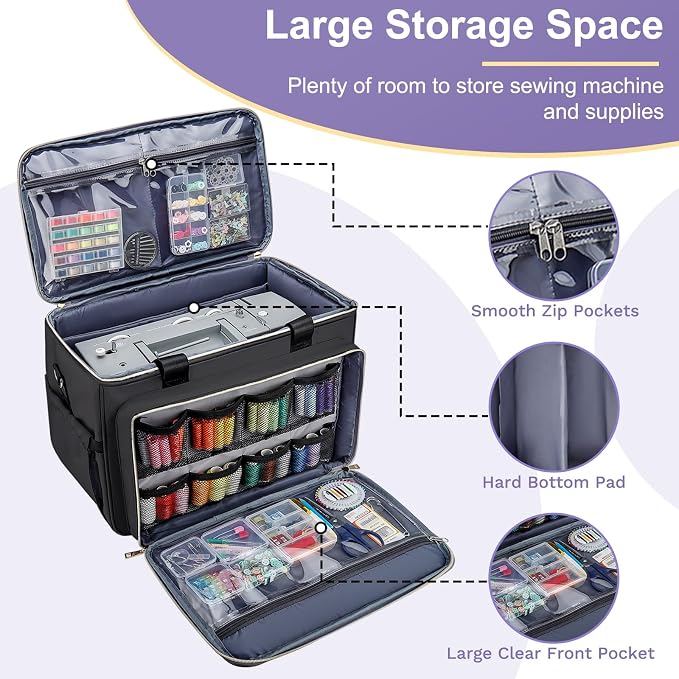 Anitor Sewing Machine Carrying Case with Removable Bottom Padding