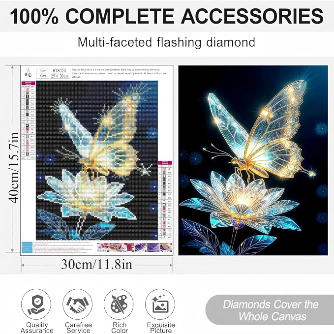 askkqtx 3 Pack Butterfly Diamond Art Kits for Adults Beginners 12x16 Inch
