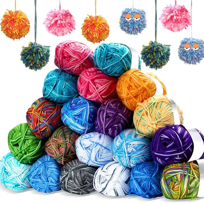 6 Pieces 50 g Crochet Yarn Multicolor Acrylic, 5-ply, Pastel Colors