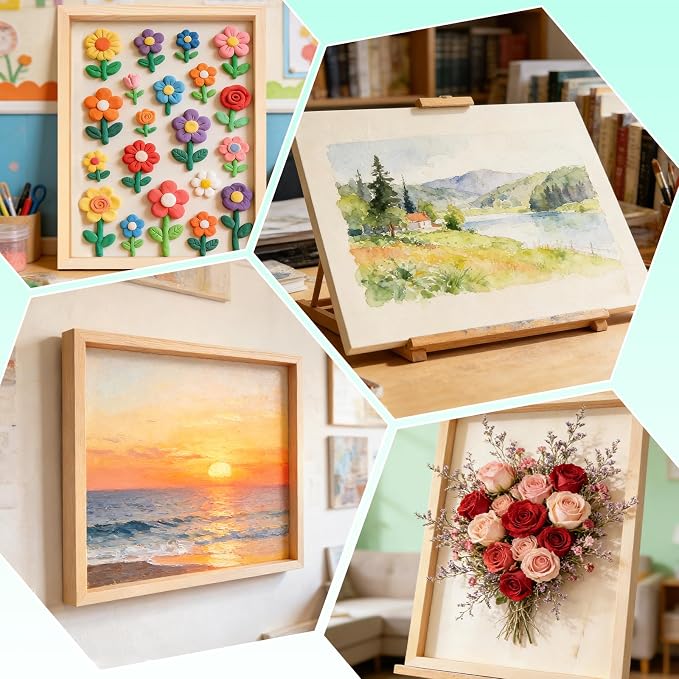 FSWCCK 2 Pack 12 x 16 inch Wood Panel Boards, Unfinished Wood Canvas Panels for Crafts, Painting Canvas, DIY Art Projects, Pouring, Arts Use with Oils, Acrylics