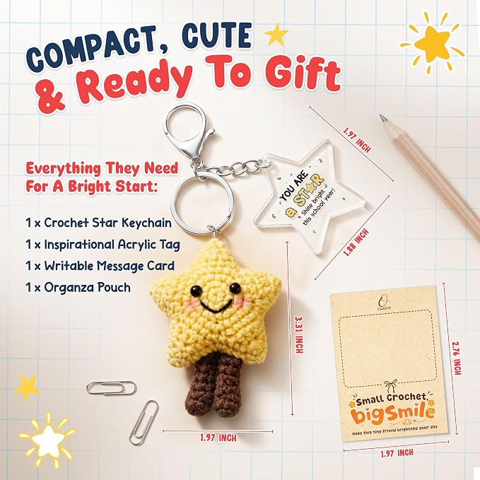 OASSIE Back to School Gifts for Students - Positive Crochet Keychain