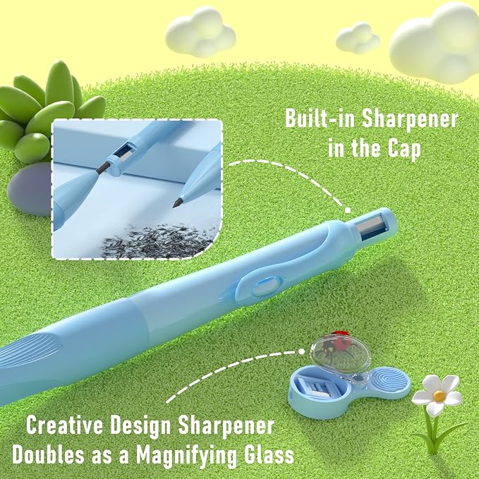 Four Candies 4PCS 2mm Mechanical Pencils for Kids, Comfort Ergonomic Grip