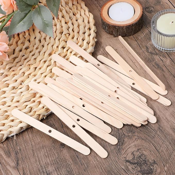 50 Pc Wooden Wick Holder,Adjustable Candle Wick Centering Tool & Stabilizer | for Candle Making Supplies, DIY Candlemaking Tools, and Accessories