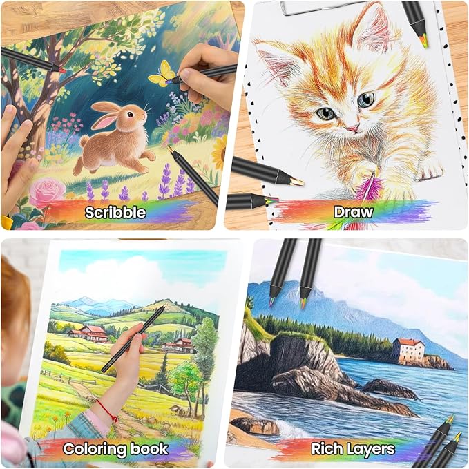 Yangmei Art Supplies, 24 Rainbow Colored Pencils, Teen Girl Gifts